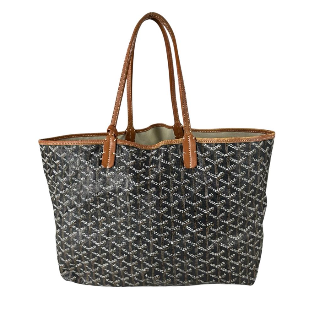 Goyard Brown Trim Black Goyardine Open Tote
